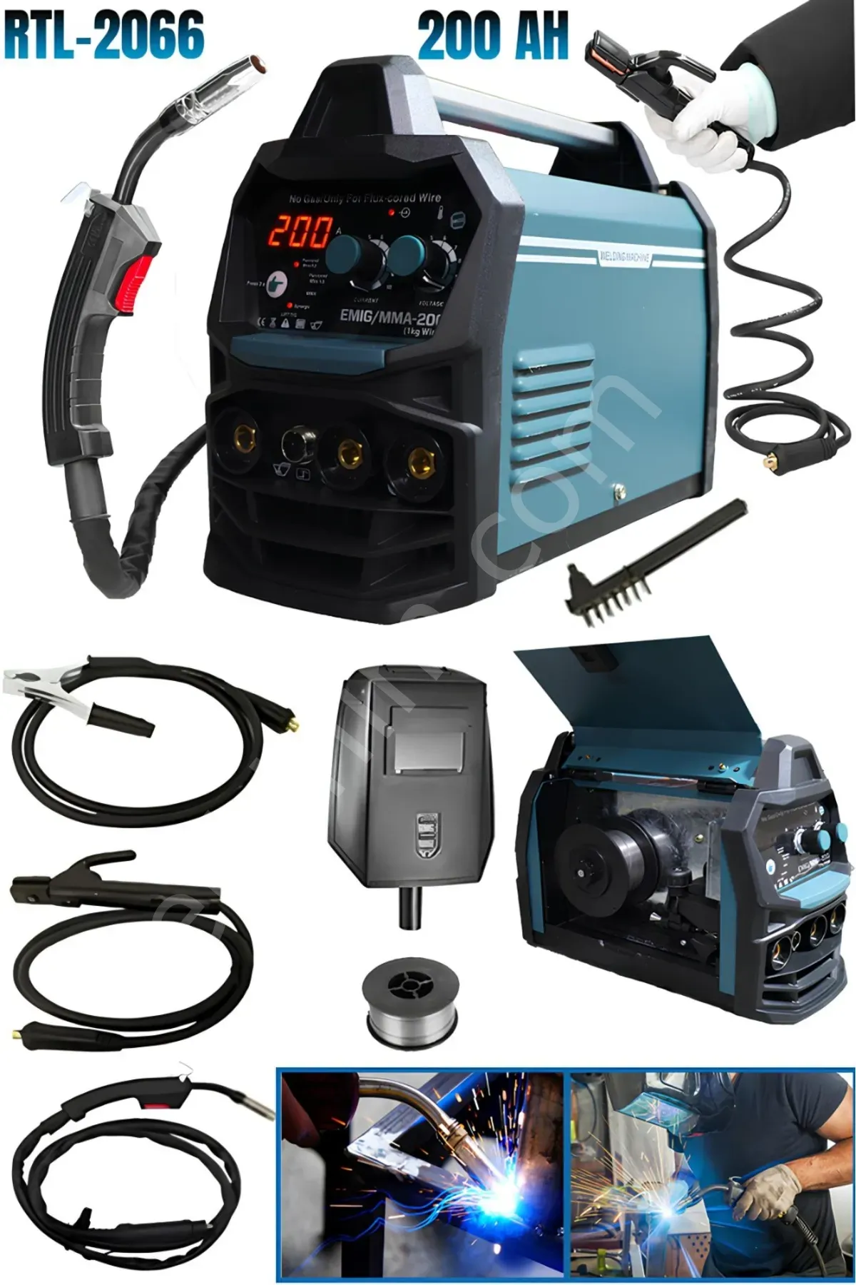 RETOOLS 200 Amper Di̇ji̇tal Göstergeli̇ Gazsiz Gazalti Kaynak Maki̇nesi̇
