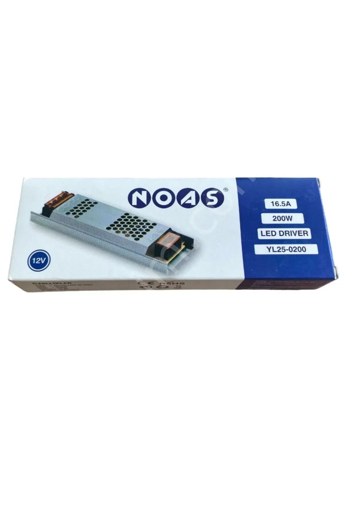 NOAS 16,5 Amper Slim Kasa Şerit Led Trafosu 12 Volt Soğutmalı Kasa Fansız 16.5 A