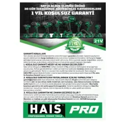 HAİS PRO Profesyonel Darbeli Vidalama 21 V 2.0 Ah Çift Akülü * RB-SD2108