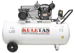 KULETAŞ 200 LT HAVA KOMPRESÖR 3HP 8 BAR 220W. * ÇİFT PİSTONLU